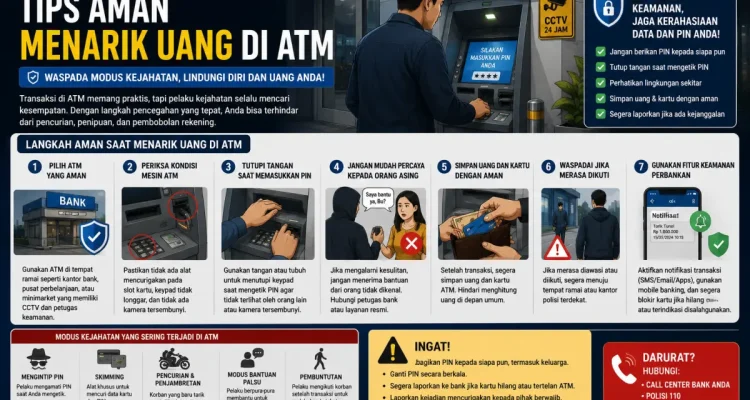 Ilustrasi Tips Aman menarik uang di ATM