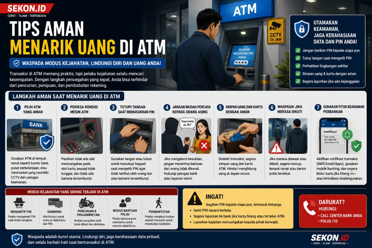 Ilustrasi Tips Aman menarik uang di ATM