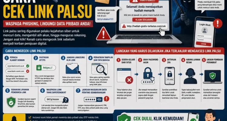 Ilustrasi Tips aman klik link palsu