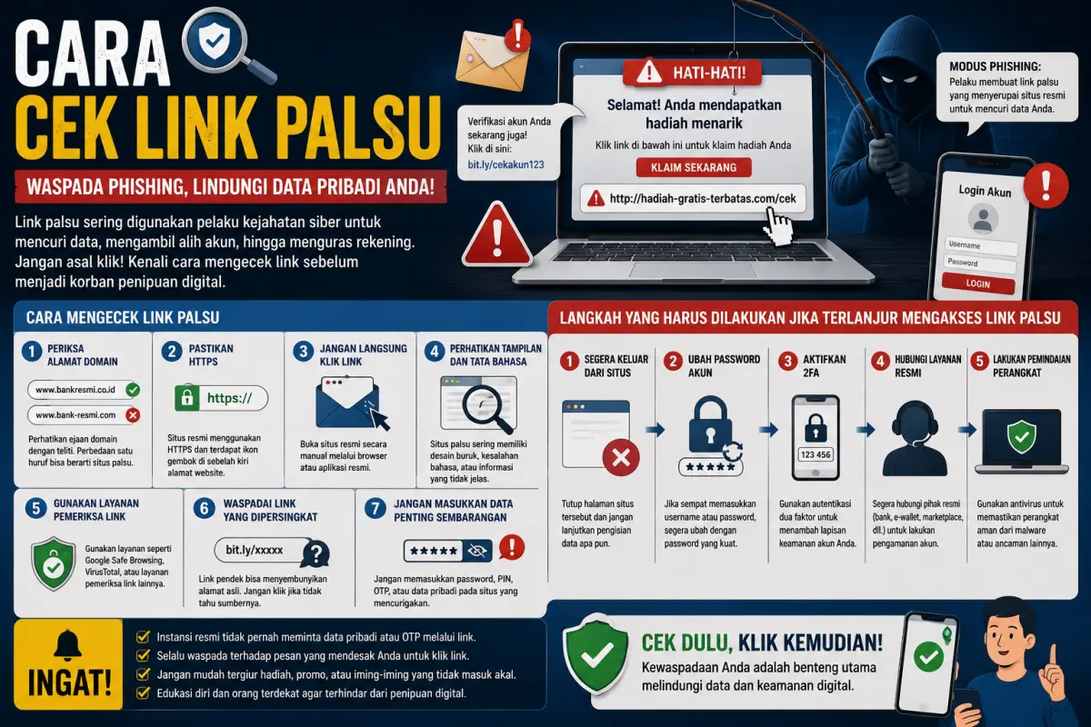 Ilustrasi Tips aman klik link palsu