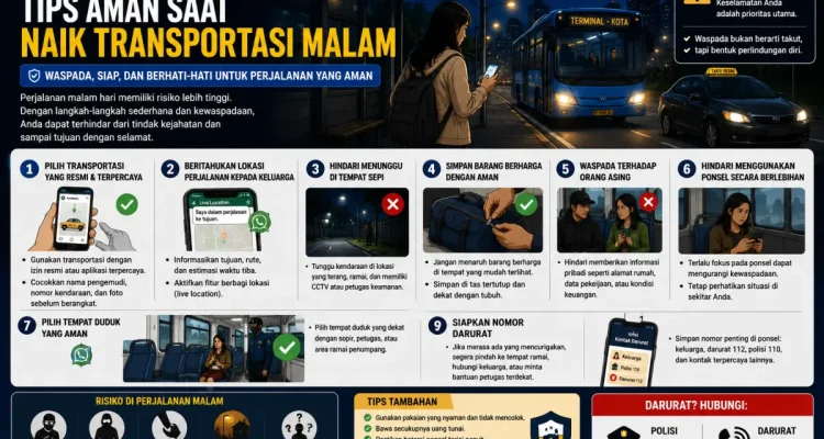Ilustrasi Tips aman saat naik transportasi malam