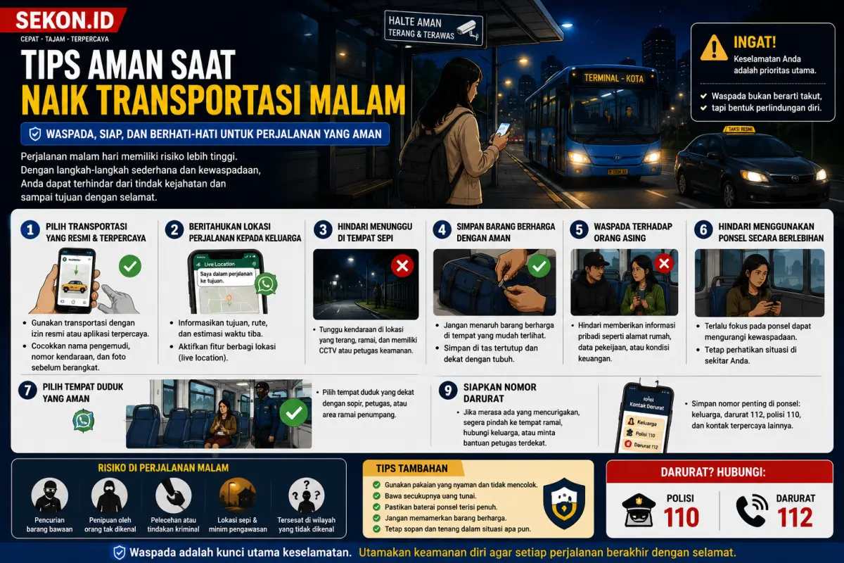 Ilustrasi Tips aman saat naik transportasi malam