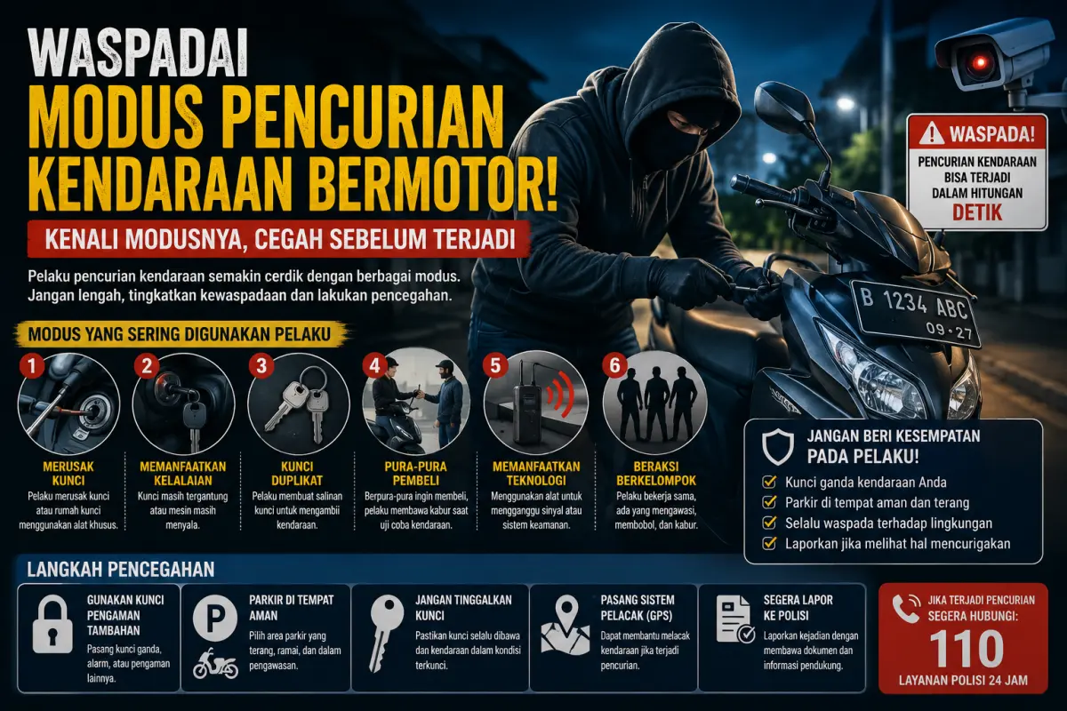 Ilustrasi Waspada pencurian kendaraan bermotor