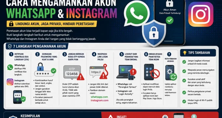 Ilustrasi cara mengamankan akun WhatsApp dan Instagram