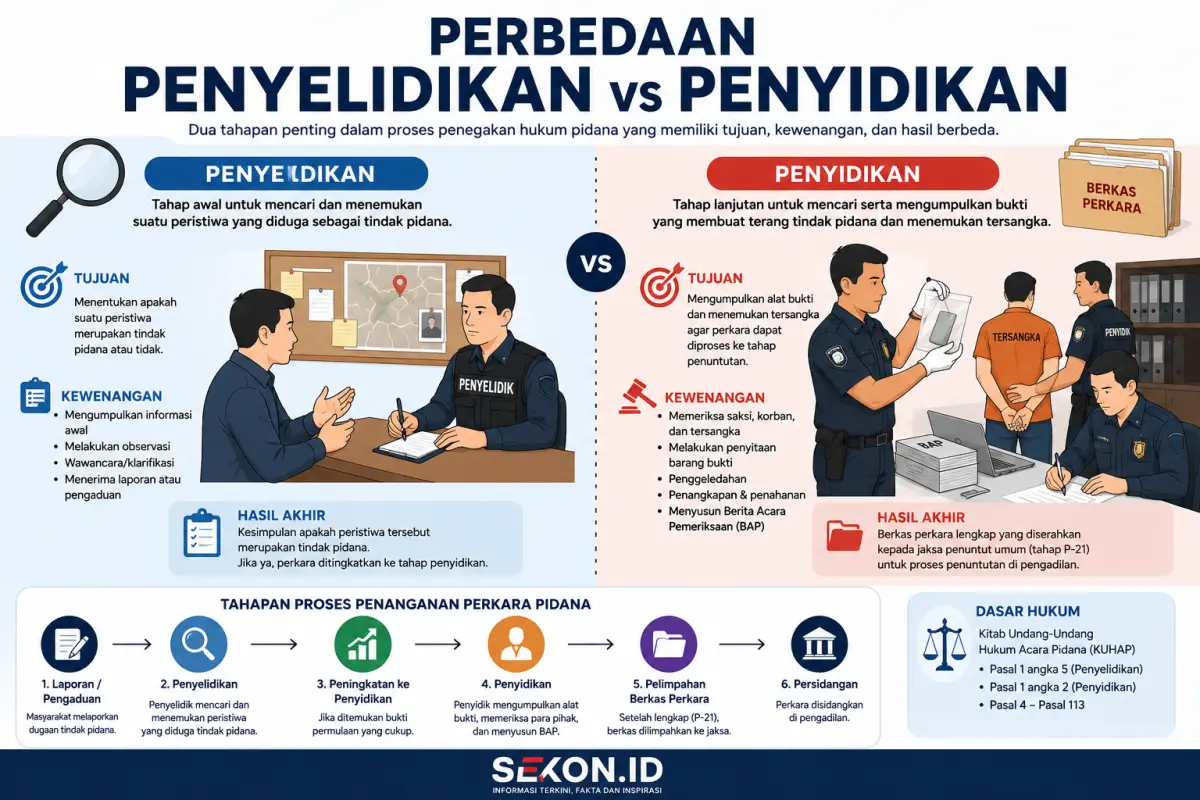 Ilustrasi perbedaan penyelidikan vs penyidikan