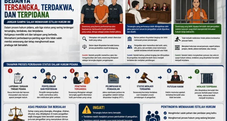 Ilustrasi perbedaan tersangka, terdakwa, dan terpidana