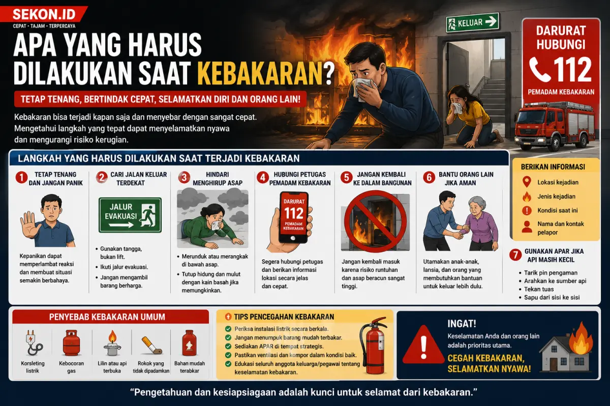 Ilustrasi yang harus dilakukan saat kebakaran terjadi