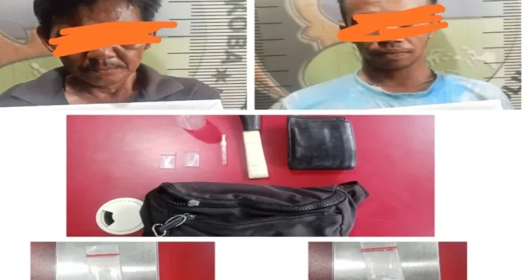 Kedua tersangka berinisial J (54) dan SS (27) beserta BB saat diamankan Polres Prabumulih