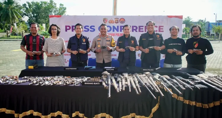 Konferensi pers Operasi Senpi Musi 2026 Polres OKI
