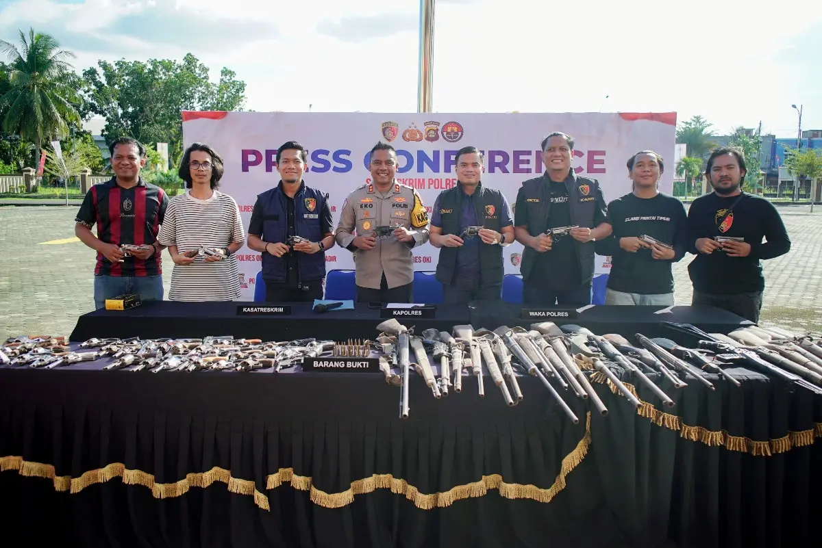 Konferensi pers Operasi Senpi Musi 2026 Polres OKI