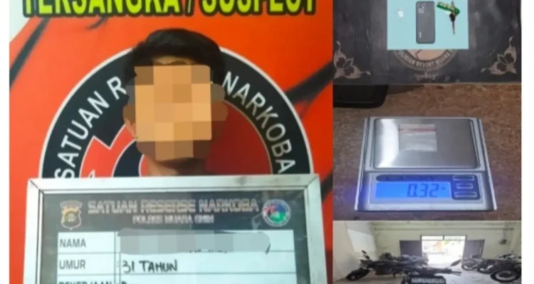 TSK berinisial B (31) diamankan Satresnarkoba Polres Muara Enim