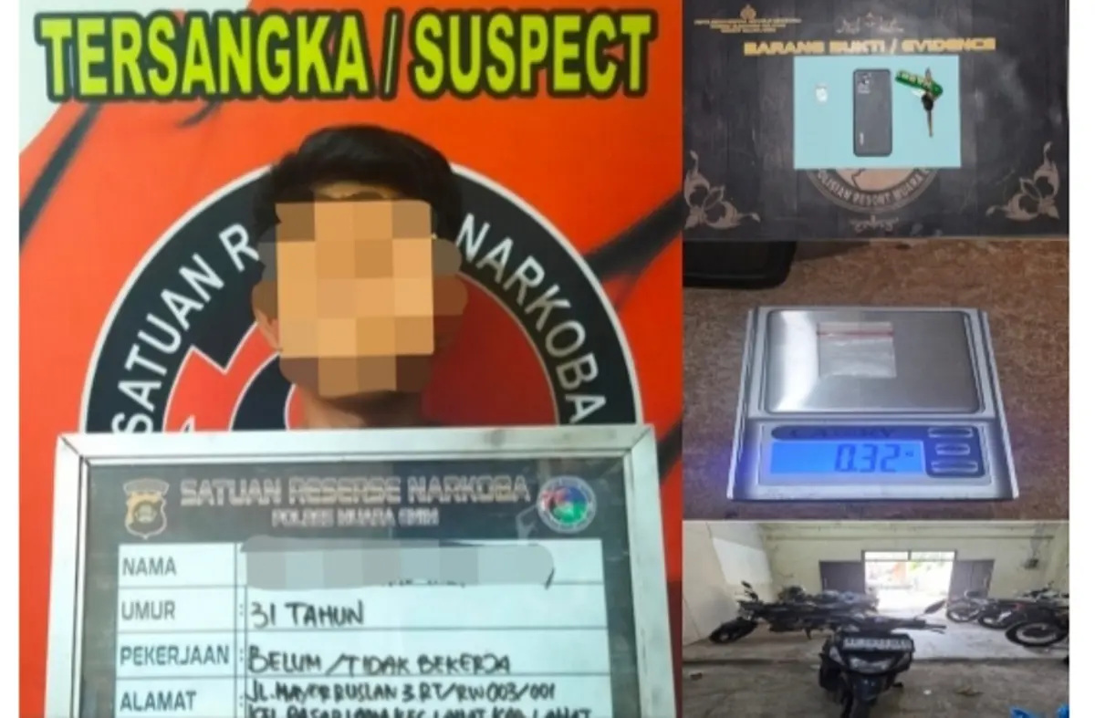 TSK berinisial B (31) diamankan Satresnarkoba Polres Muara Enim