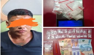 Tersangka berinisial ES (33) beserta BB saat diamankan Polres Prabumulih