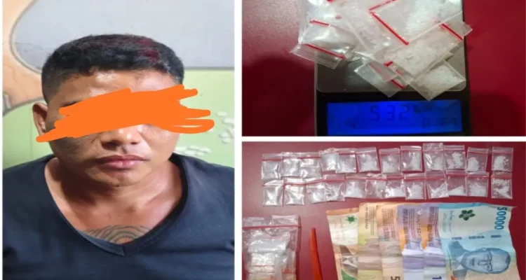 Tersangka berinisial ES (33) beserta BB saat diamankan Polres Prabumulih