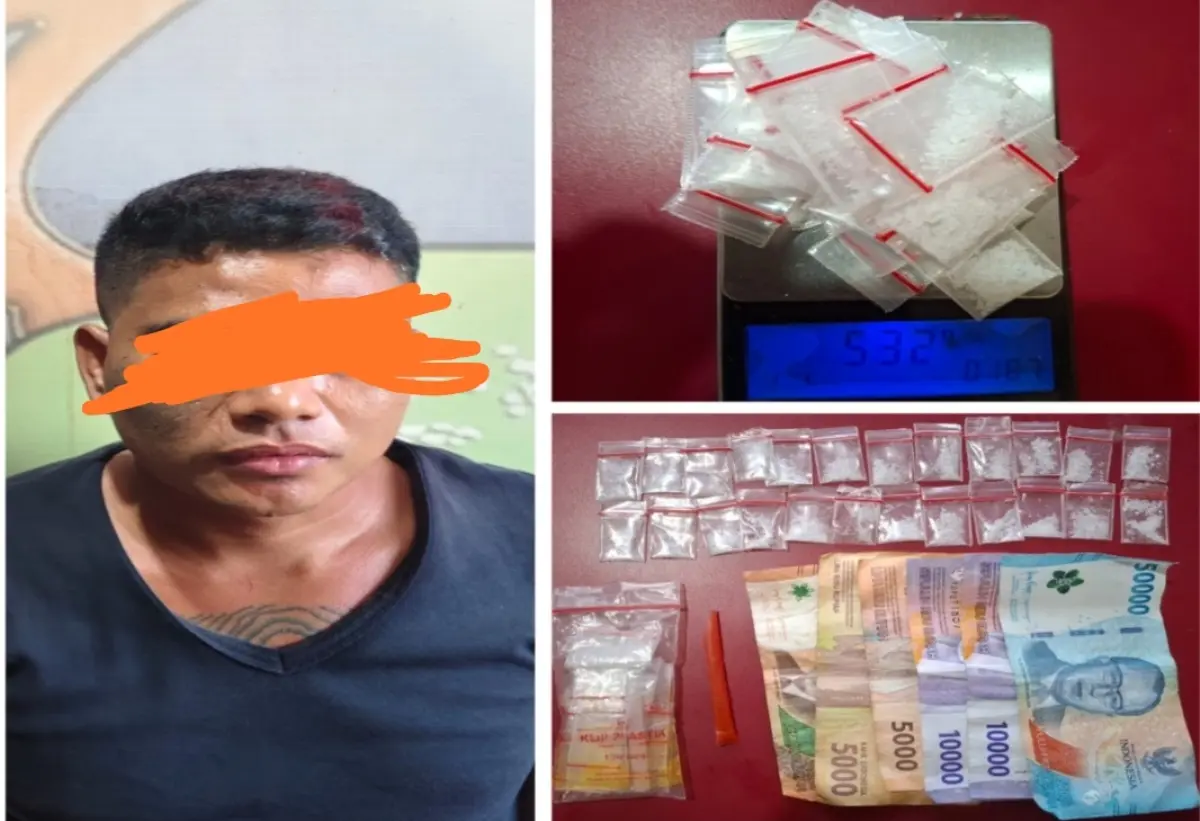 Tersangka berinisial ES (33) beserta BB saat diamankan Polres Prabumulih