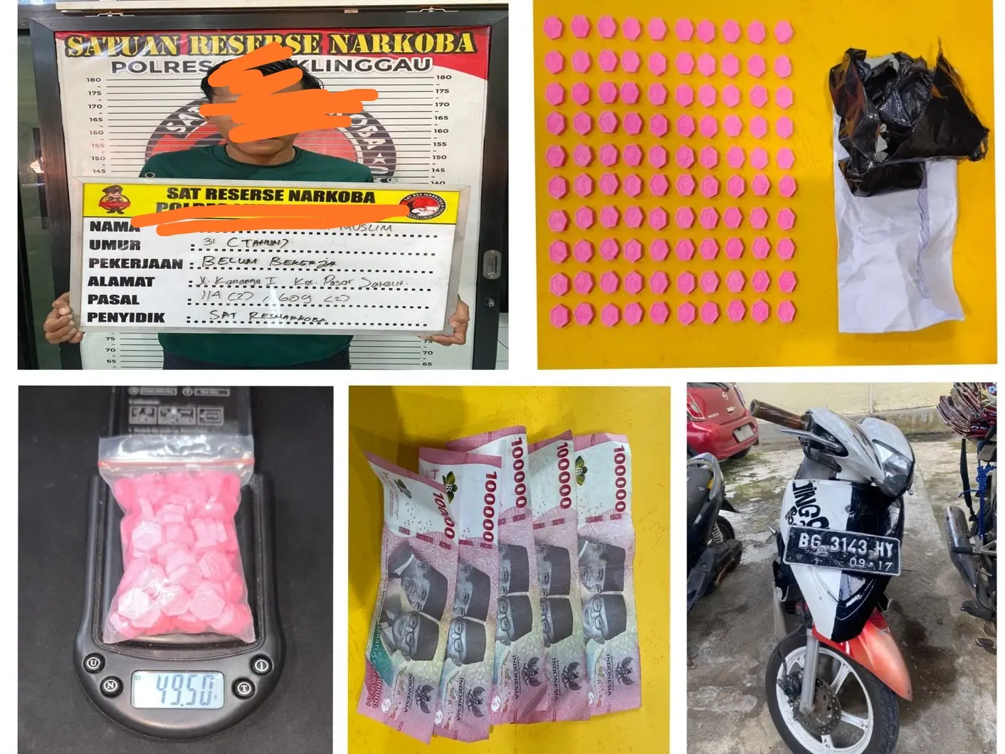 Tersangka pengedar 100 butir ekstasi berinisial AK (31) diamankan polres lubuk linggau