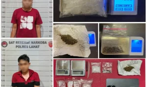 Tersangka terduga aktivitas peredaran narkotika jenis sabu dan ganja diamankan polres Lahat