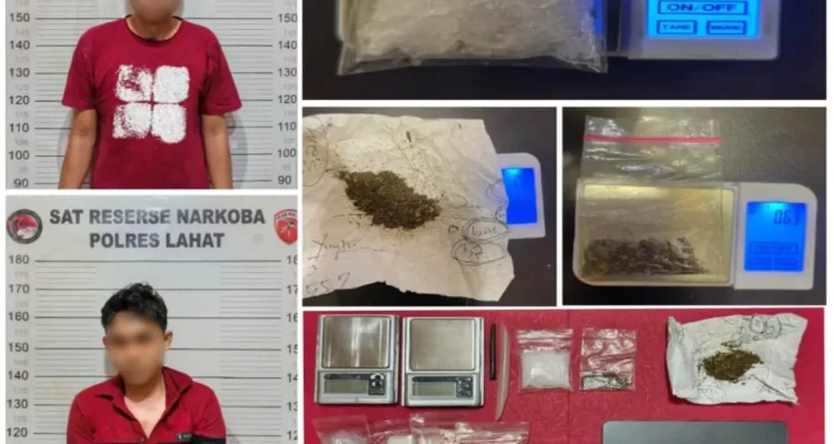 Tersangka terduga aktivitas peredaran narkotika jenis sabu dan ganja diamankan polres Lahat