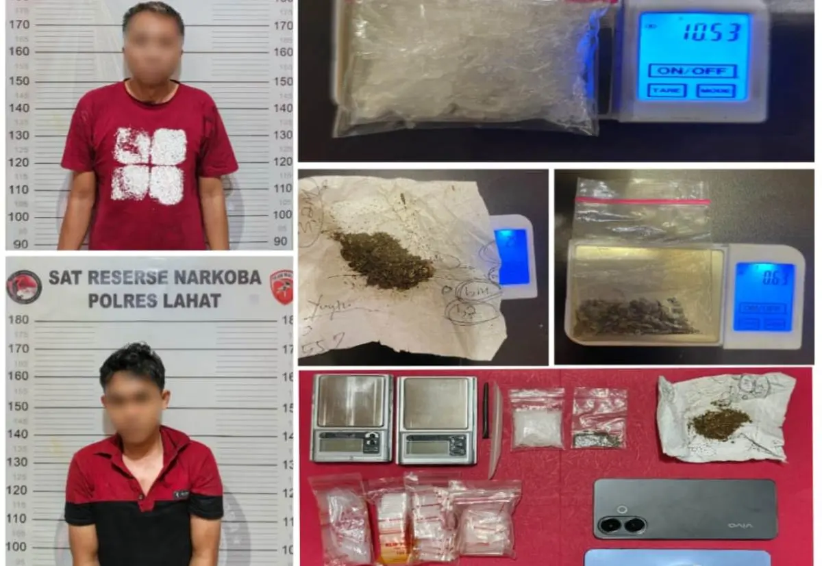 Tersangka terduga aktivitas peredaran narkotika jenis sabu dan ganja diamankan polres Lahat