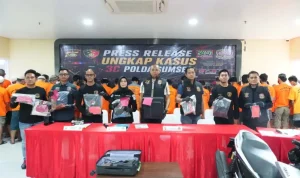 konferensi pers yang digelar Jatanras Ditreskrimum Polda Sumsel di Mapolda Sumsel