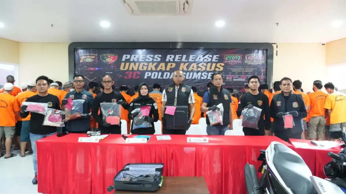 konferensi pers yang digelar Jatanras Ditreskrimum Polda Sumsel di Mapolda Sumsel