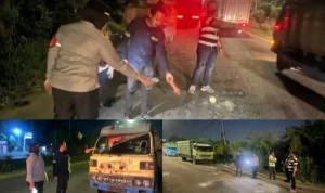 personel Pawas, Unit Reskrim, dan SPKT Polsek Sukarami Polda Sumsel olah TKP tempat kejadian