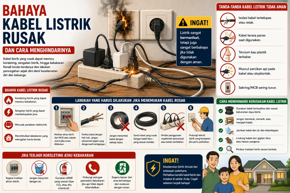 Bahaya dan pencegahan kabel listrik rusak