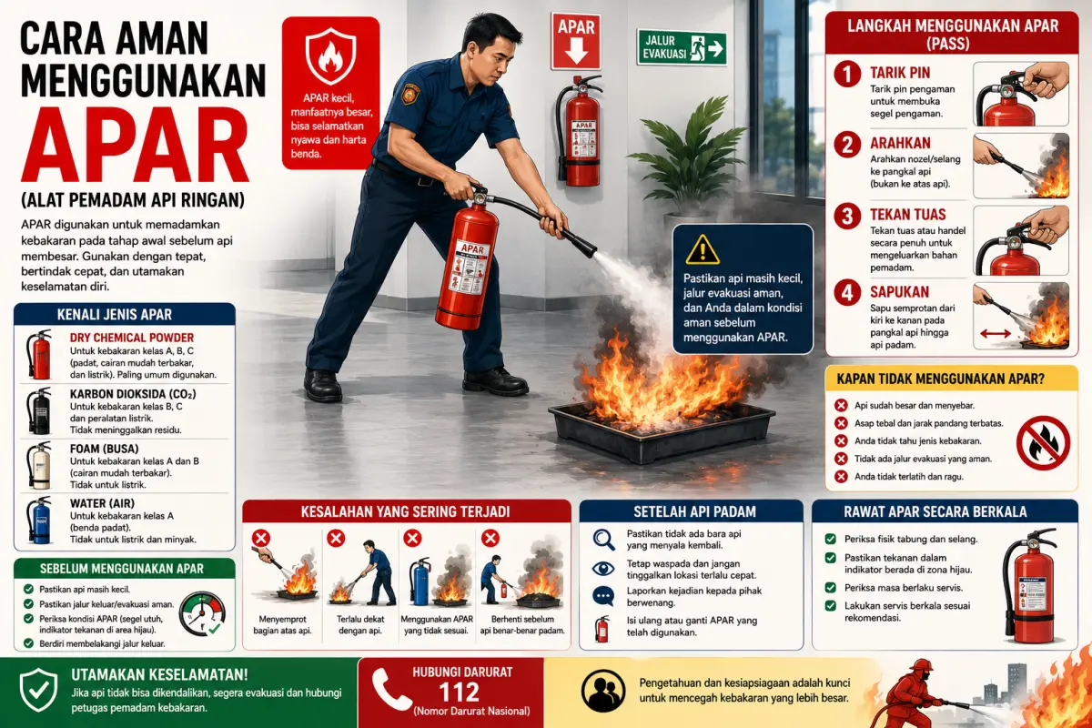 Cara aman menggunakan APAR secara efektif