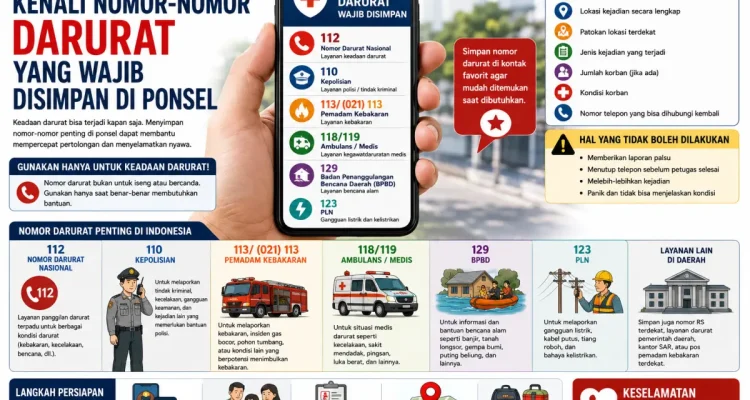 Nomor darurat yang wajib disimpan