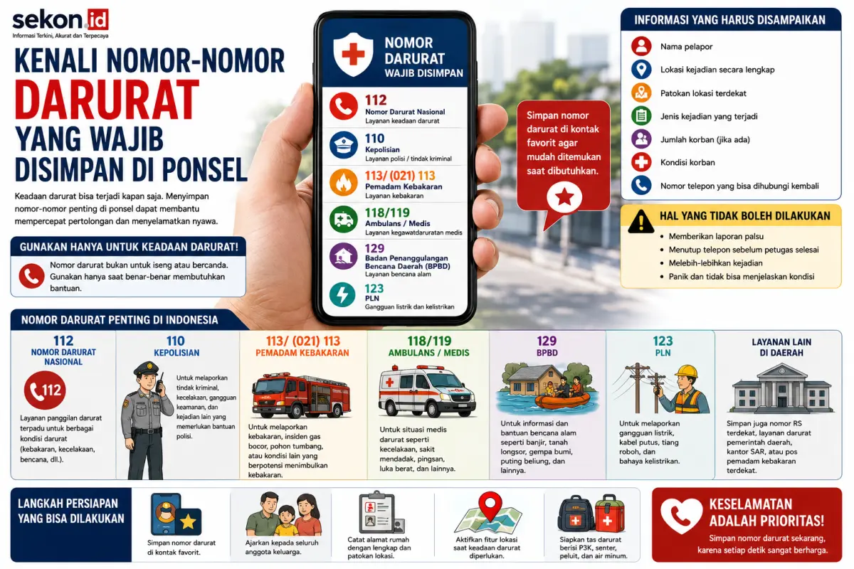 Nomor darurat yang wajib disimpan