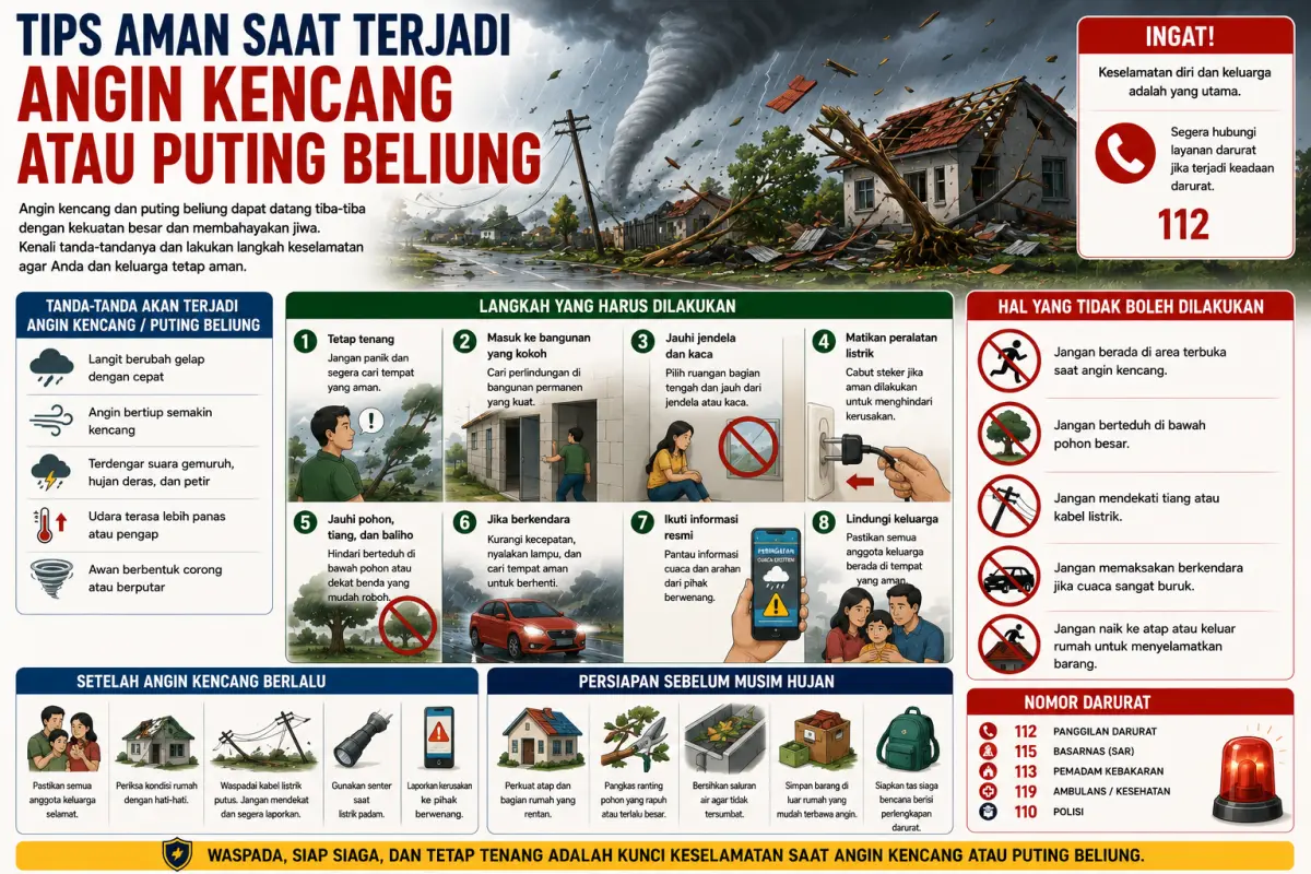 Panduan keselamatan angin kencang dan puting beliung